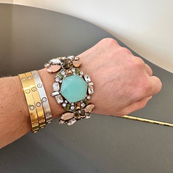NWT Vintage RARE luxury J. Crew Art Deco Inspired Crystal Statement Bracelet